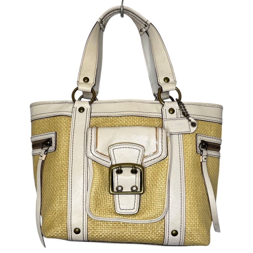▪️|VTG| COACH Y2K Legacy Woven Straw Leather Trim Bucket Bag